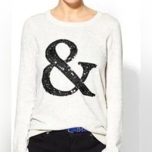 Pam + Larkin Cashmere Sweater Sequin Grey Black Ampersand & And * Extra Small